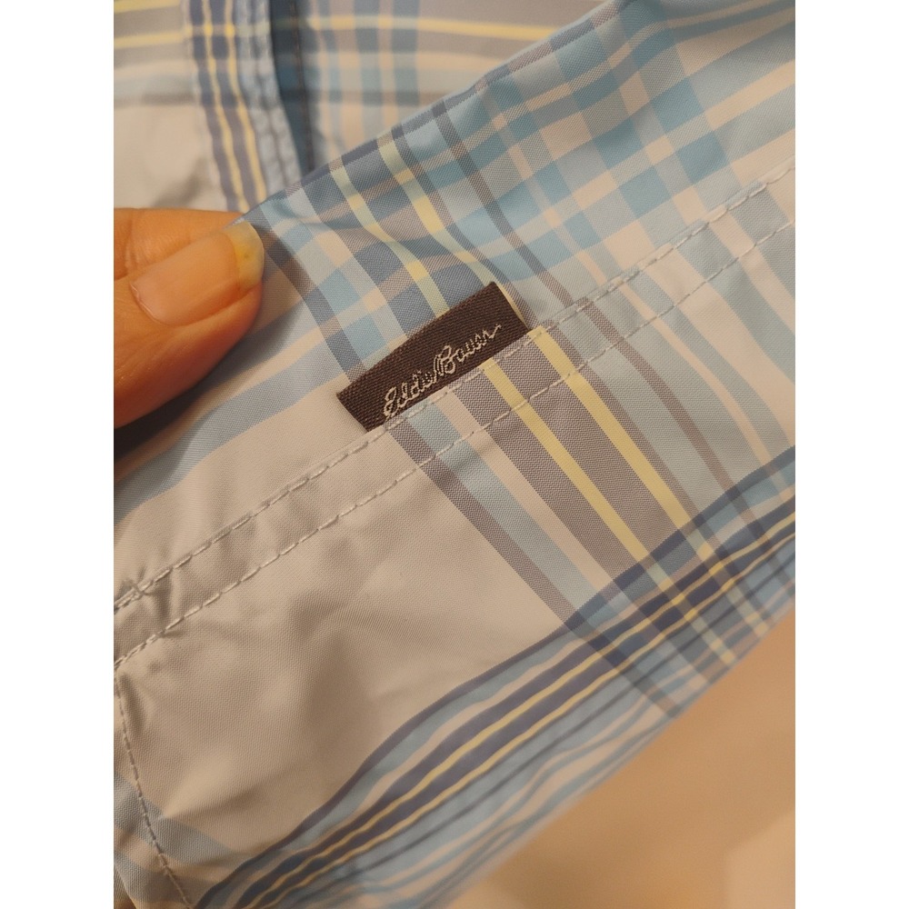 Eddie Bauer Shirt Womens Medium M Blue Plaid Adventurer Shirt Button Up Dry - Picture 4 of 11